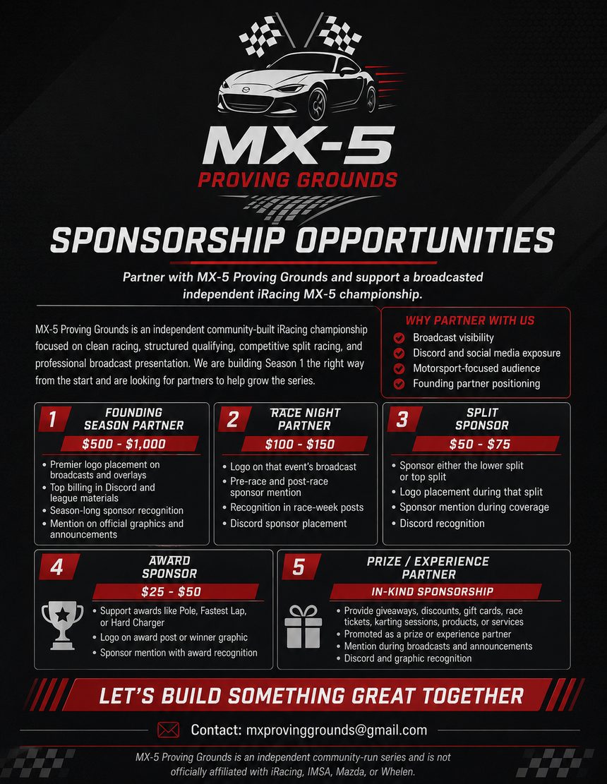 MX-5 Proving Grounds sponsorship opportunities flyer